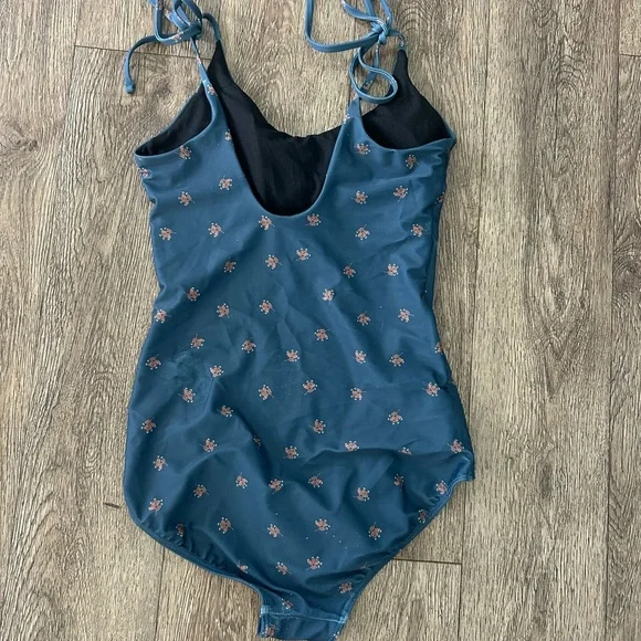 Floral Blue One-Piece Swimsuit - Picture 2 of 2